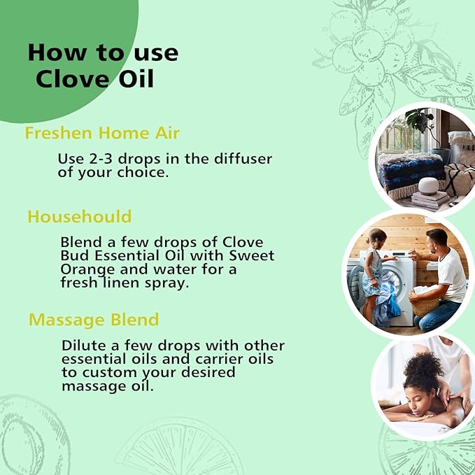 Clove Oil 1 Oz, 100% Pure Clove Bud Essential Oil for Teeth and Gums, Natural Aromatherapy