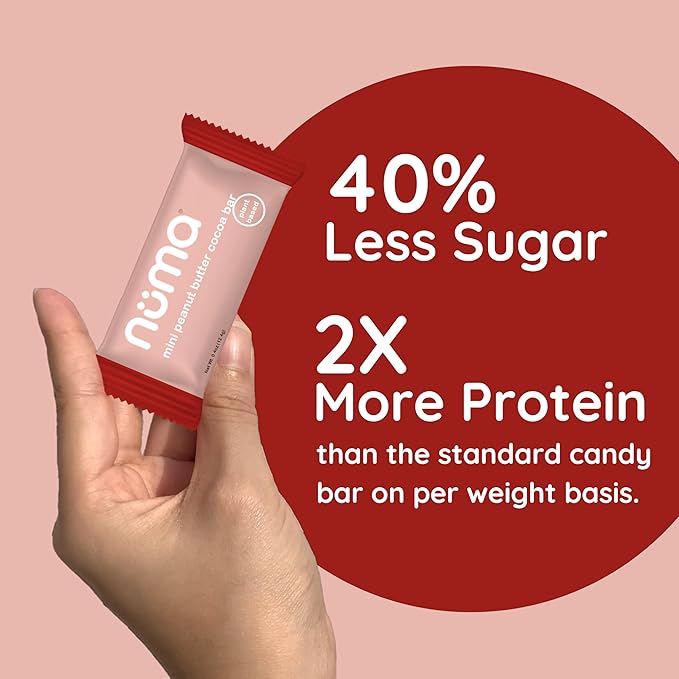 Numa Mini Peanut Butter Cocoa Bars - Vegan, Low Sugar, High Protein, Natural, Gluten Free - Crunchy