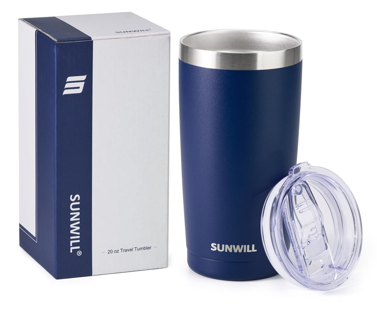 SUNWILL Travel Coffee Tumbler 20 oz, Insulated Mug with Lid, Stainless Steel Cup for Outdoor