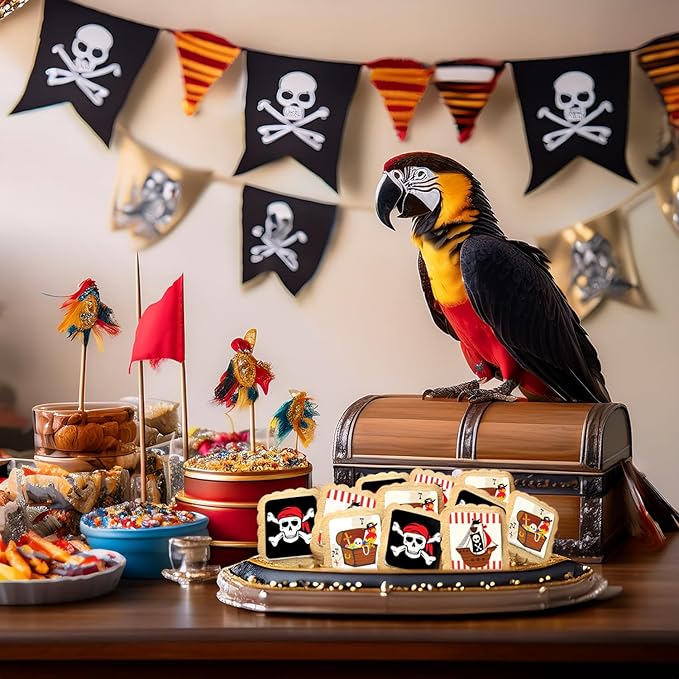 Pirate Themed Cookies Party Favors Birthday Baby Shower | Individually Wrapped 24 Pack Bulk | Theme