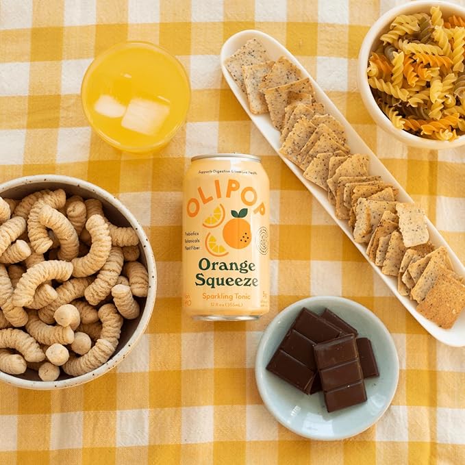 OLIPOP Prebiotic Soda Pop, Orange Squeeze, A New Kind of Soda Packed with Prebiotics, Fiber, and