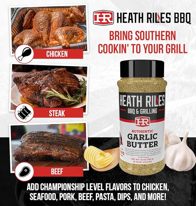 Heath Riles BBQ Rub - Garlic Butter Seasoning, Champion Pitmaster Recipe, Legendary Rubs For