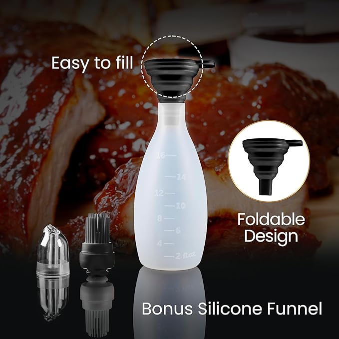 Silicone Pastry Brush, All-in-One Silicone Basting Brush with Sauce Bottle, Heat Resistant BBQ