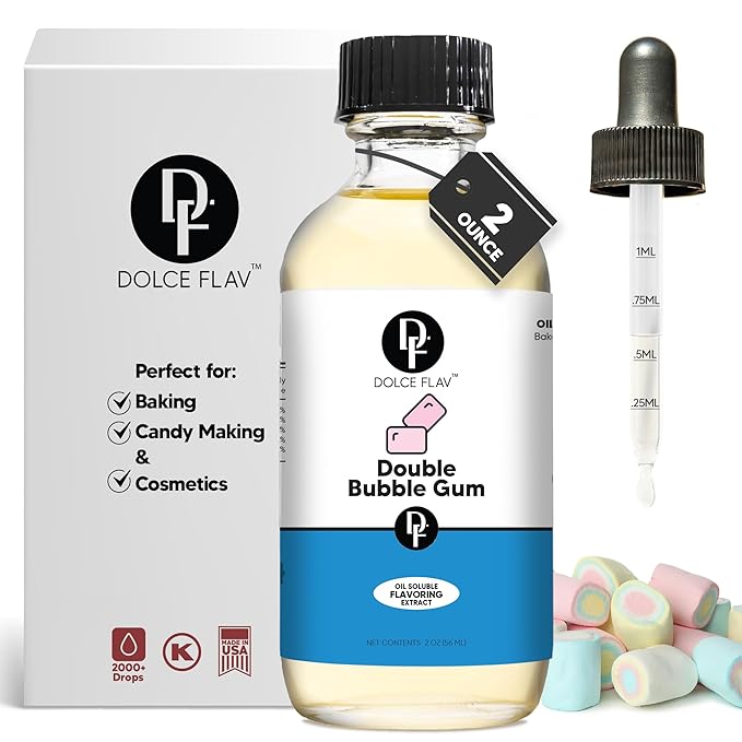 Dolce Foglia Oil Soluble Bubble Gum Extract - 2 Oz. - Sugar-Free, Zero Calories - Multipurpose
