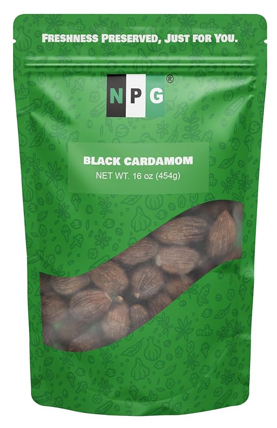 NPG Premium Black Cardamom Pods (Tsao Ko/Cao Guo) 16 Ounces Whole, Large, and Aromatic Brown Seed