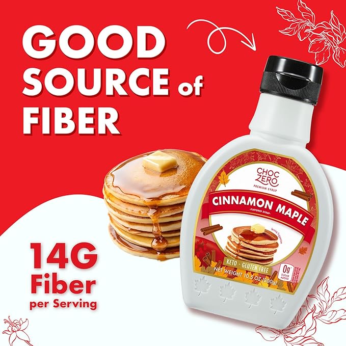 ChocZero Cinnamon Maple Syrup ??Sugar-Free, Keto Friendly, High Fiber, Monk Fruit Sweetened, Low