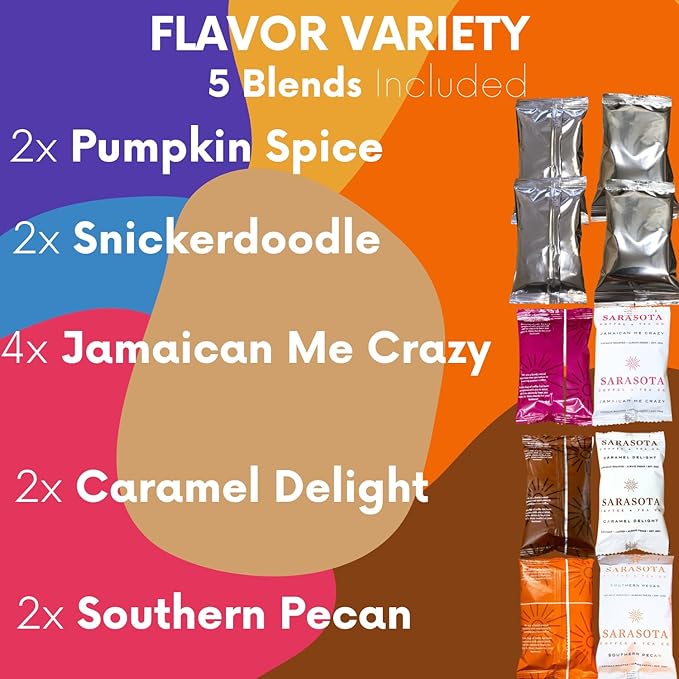 Ground Coffee | Gift Set Sampler Pack Variety Flavored Medium Roast Low Acid Mold Free Pouches |