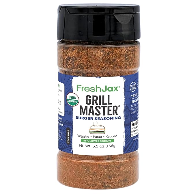 FreshJax Organic Burger Seasoning (5.5 oz) ??All-Purpose Hamburger Spice Rub for Grilling, BBQ