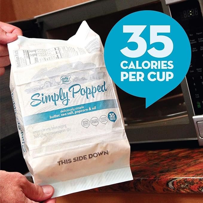 Jolly Time Simply Popped - Lightly Salted Microwave Popcorn, 3oz Sharing Bag, 3 Bags Per Carton