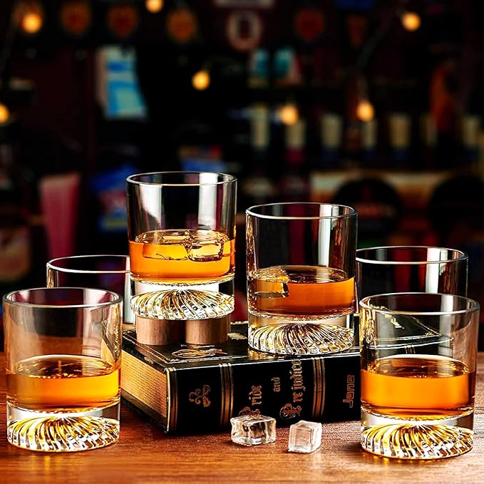 Whiskey Glasses Old Fashioned Glasses Set of 6 12oz Rocks Glasses Gift for Men Women Drinking