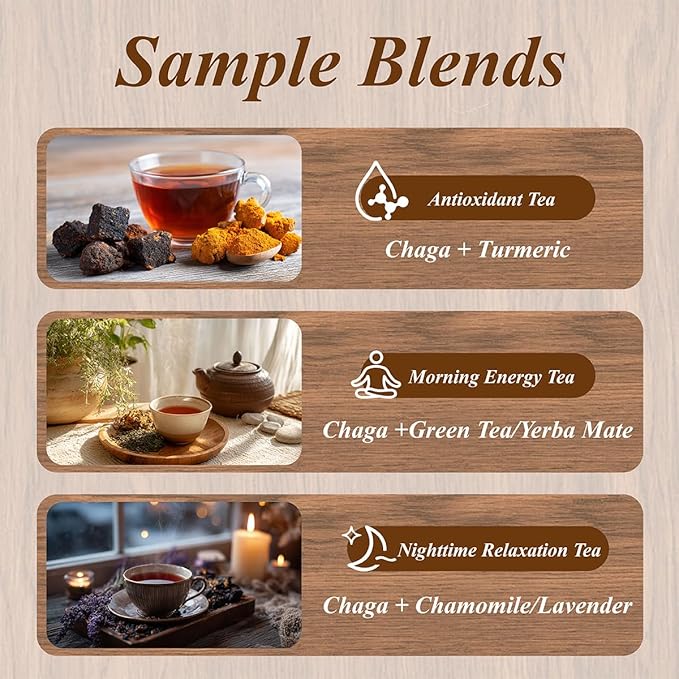 WT WEETEE Chaga Tea Bags 100 Count, 100% Siberian Birch Chaga Mushroom Tea, Caffeine-Free - Rich in
