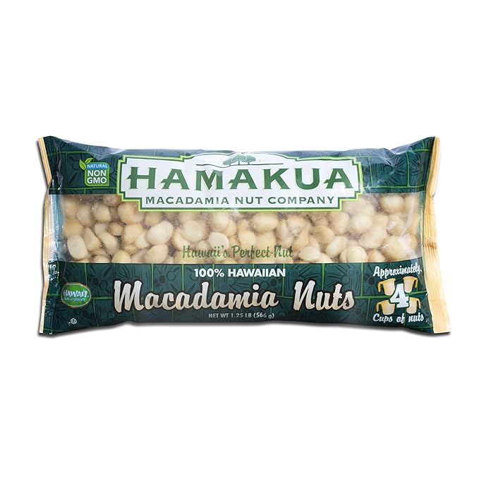 Hamakua Macadamia Nuts - No Salt Baking Macadamias (1.25 lb) - Natural Eco-Friendly Large Hawaiian