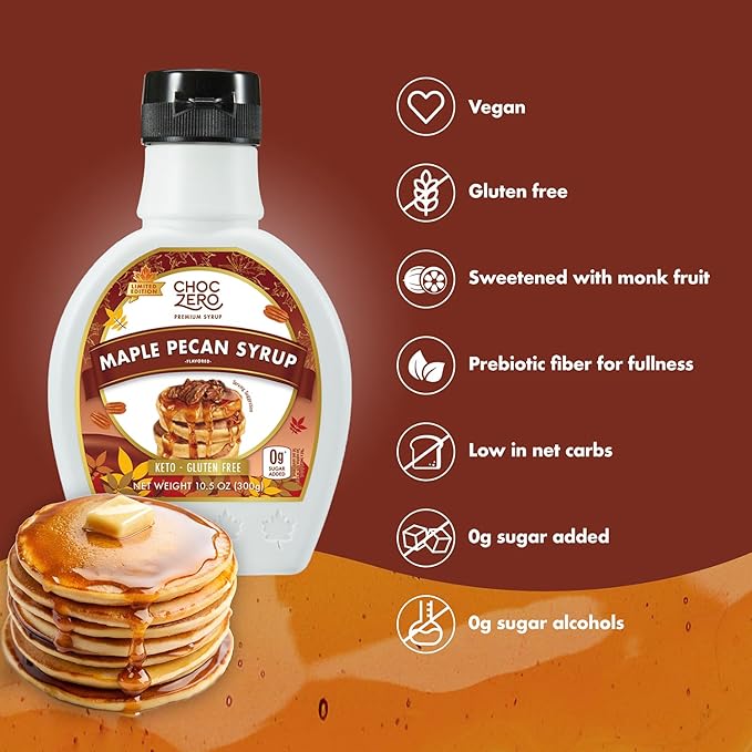 ChocZero Maple Pecan Syrup, Sugar Free, Low Carb, Sugar Alcohol Free, Gluten Free, No