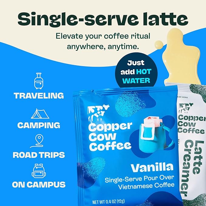 Copper Cow Premium Vietnamese Ground Coffee Variety Pack (15 Coffees & 15 Creamers)| Classic Black