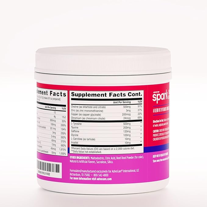 AdvoCare Spark Vitamin & Amino Acid Supplement - Focus & Energy Drink Powder Mix with Vitamin A