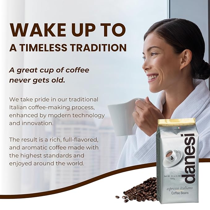 Danesi Caffe Italian Whole Coffee Beans - Espresso Coffee Beans and Medium Roast Whole Bean