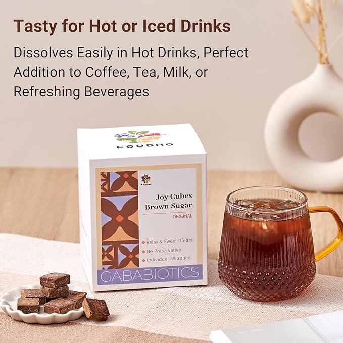 FOODHO GABA Joy Cubes Brown Sugar Cubes - Natural Dark Muscovado Sugar | Old Fashioned Pure Cane