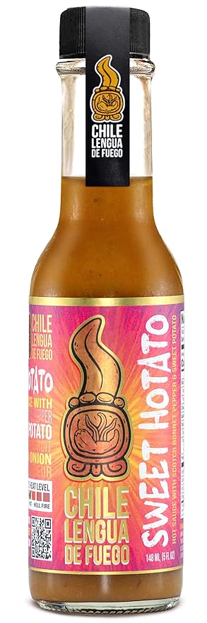 Chile Lengua de Fuego Sweet Hotato Hot Sauce – 1 Bottle – Sweet Potato, Scotch Bonnet, Passion