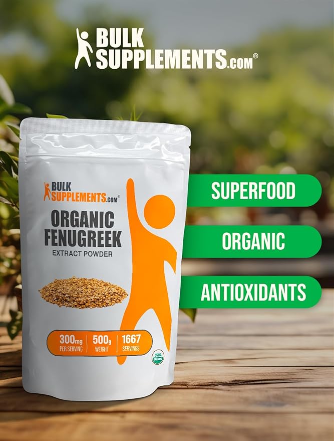 BulkSupplements.com Organic Fenugreek Extract Powder - Herbal Supplement, from Fenugreek Seeds