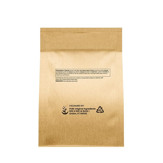 Pure Original Ingredients Stevia Extract 8oz, Zero Calorie Sweetener, Much Sweeter than Sugar