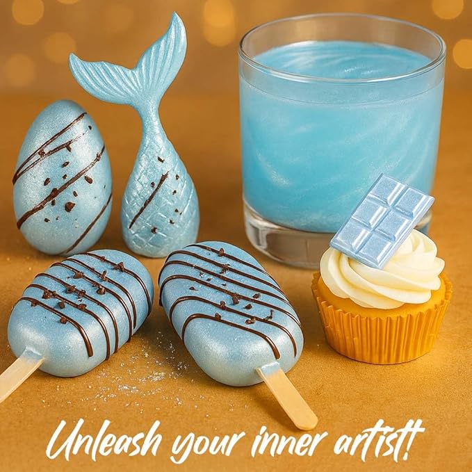 Luster Dust Edible Cake Decorations, Light Blue Edible Dust for Cake Edible Luster Dust for Cupcake