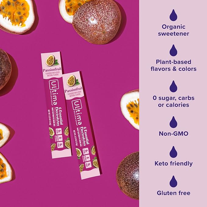 Ultima Replenisher Daily Electrolyte Powder Drink Mix ??Sugar Free ??Passionfruit, 20 Stickpacks