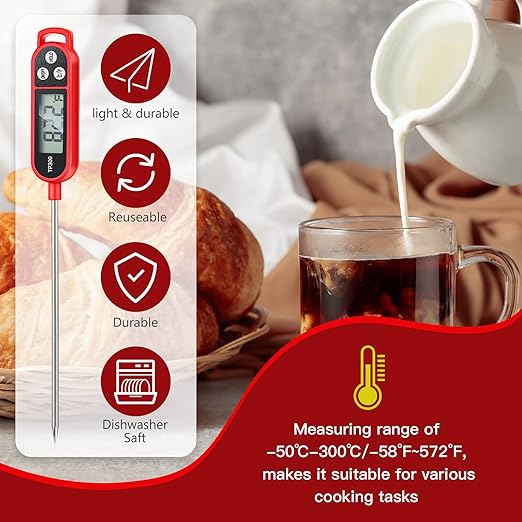 12 Pcs Meat Food Thermometer Food with Probe Water Liquid Instant Read Digital Thermometer Kitchen