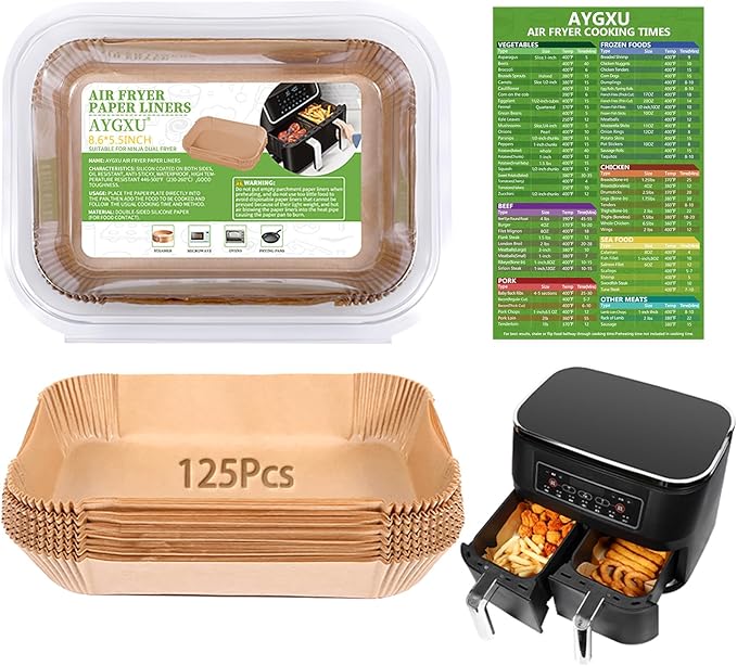 (125PCS) Air Fryer Liners, Disposable for Ninja Dual Air Fryer accessories, Parchment Paper liners
