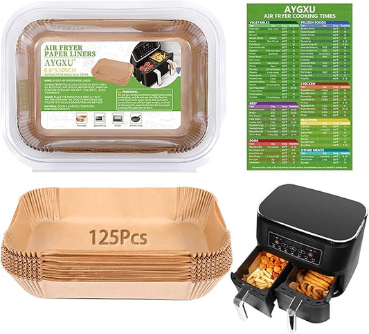 (125PCS) Air Fryer Liners, Disposable for Ninja Dual Air Fryer accessories, Parchment Paper liners