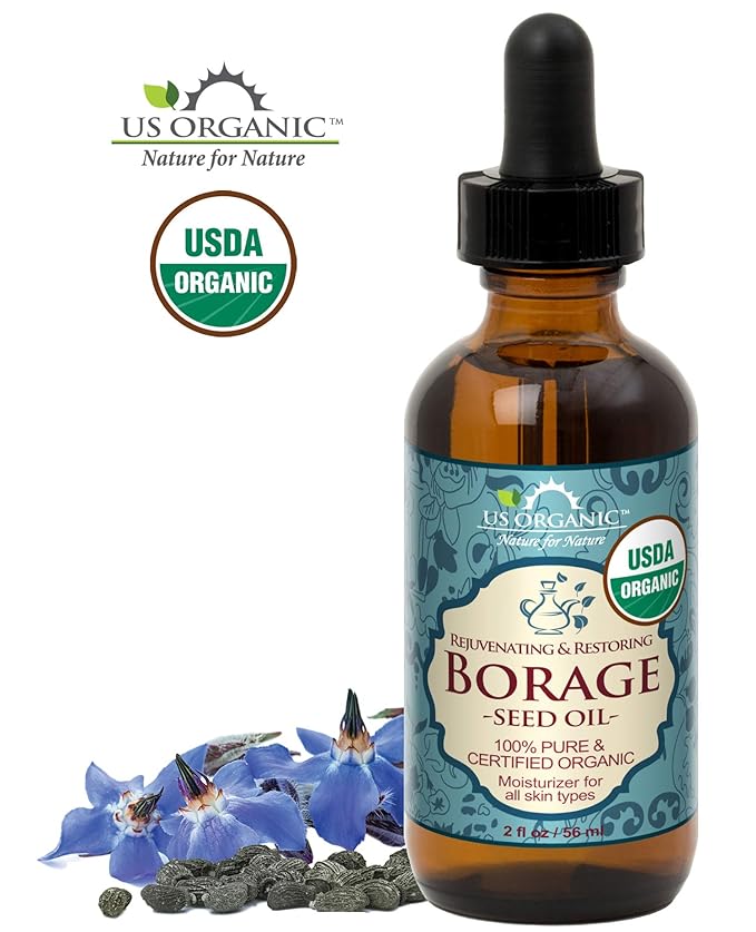 US Organic Borage seed Oil (18% GLA), USDA Certified Organic, 100% Pure & Natural, Cold Pressed