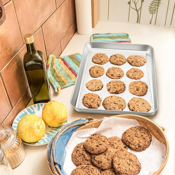 P&P CHEF 12.5 Inch Baking Cookie Sheet, Oven Pan Tray Stainless Steel Sheet Pan for Kitchen, Oven