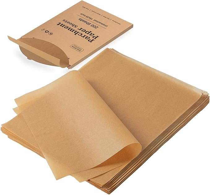 Katbite 200Pcs 18x26 inches Parchment Paper Sheets, Heavy Duty Unbleached Baking Paper, Pre-cut and