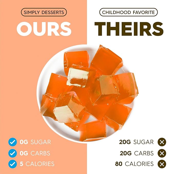 Simply Desserts Sugar-Free Orange Jel, 6-Pack - Vegan Dessert, Keto Snacks, Diabetic Friendly &