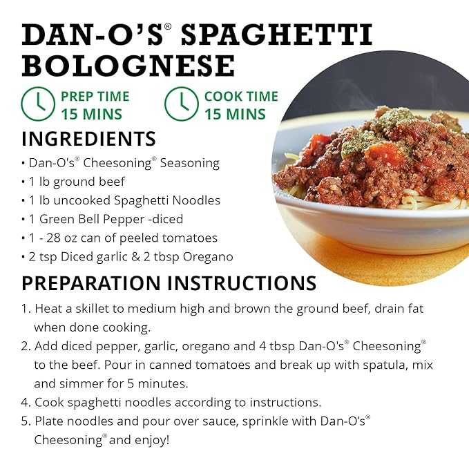 Dan-O's Cheesoning Seasoning, 2.2 oz Bottle, All Purpose Seasoning for Pizza, Popcorn, Chicken