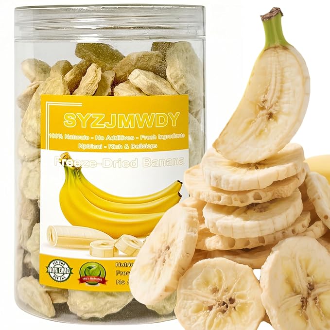Premium Freeze-Dried Banana Slices 6oz (170g) - 100%, No Sugar Added | Crunchy Fruit Snacks for