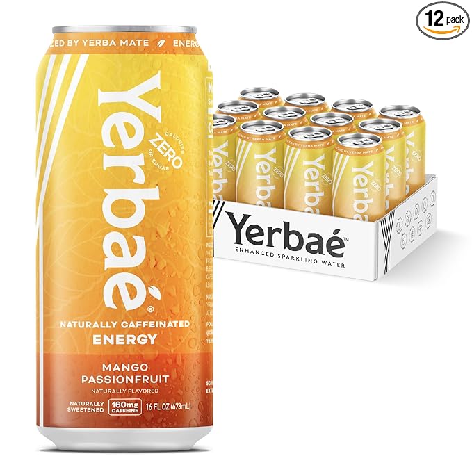 Yerbaé Mango Passion Fruit Functional Energy Drink - 0 Sugar, 0 Calories, 0 Carbs. Yerbae is