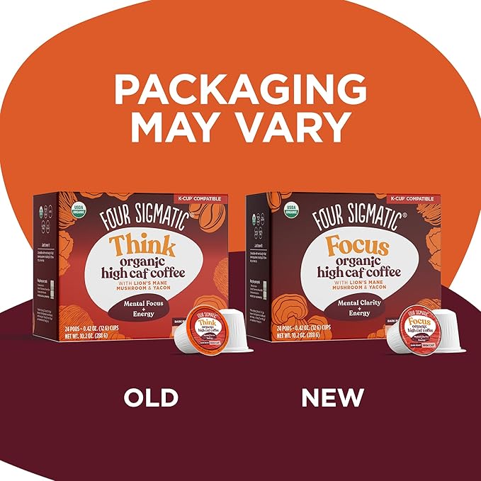Four Sigmatic High Caffeine Mushroom Coffee K-Cups | Organic Dark Roast Coffee with Lion’s Mane &