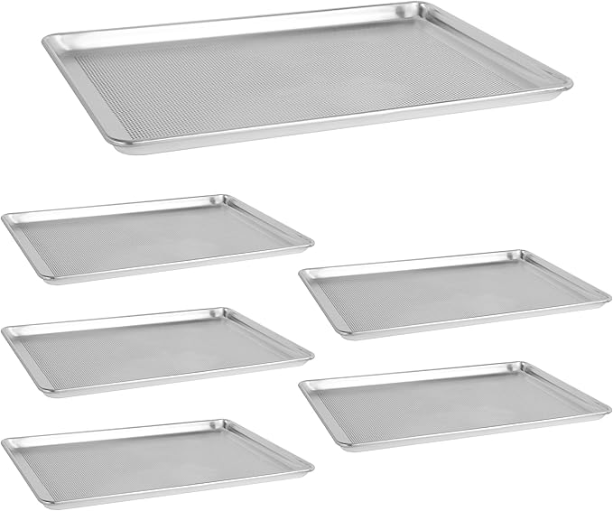 6 Pack Full Size 18" x 26" Aluminum Baking Sheet Pan Perforated, Commercial Bakery Equipment Cookie