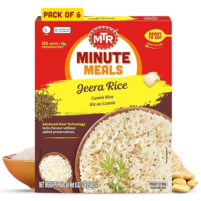 MTR Ready-To-Eat: Jeera Rice - Cumin Rice - Microwavable Rice Packs for Instant Meals - Delicious &