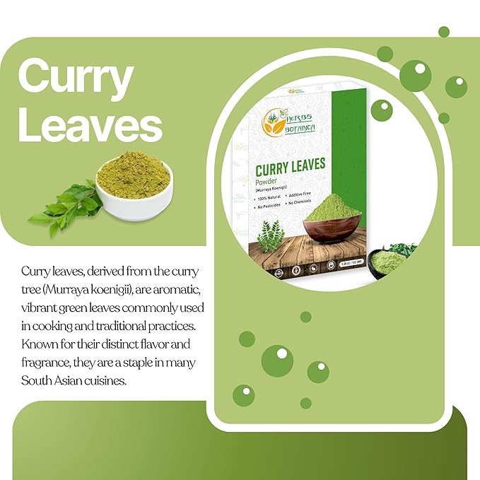 Curry Leaf Powder 100% Natural Grown Dried 5.3 oz | Promotes Hair Growth Formulation | Strong Hair