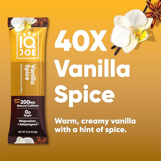 IQJOE Mushroom Coffee Packets (40 Servings) Lion’s Mane, Magtein Magnesium, Antioxidants