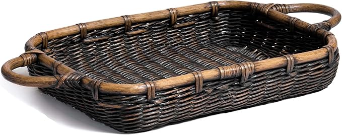 The Basket Lady Wicker Casserole Basket, 4 Quart, Antique Walnut Brown