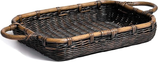 The Basket Lady Wicker Casserole Basket, 4 Quart, Antique Walnut Brown
