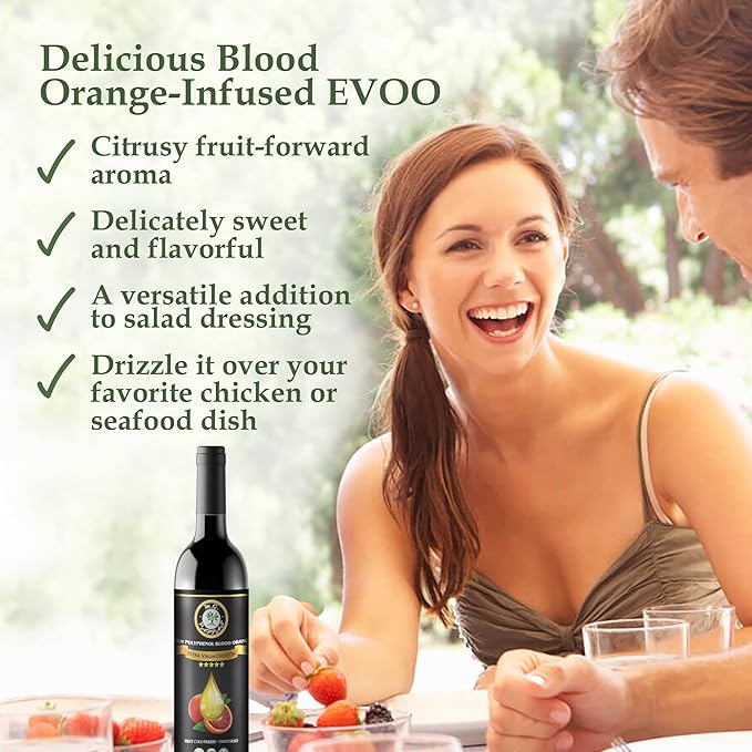 M.G. PAPPAS High Polyphenol Rich Blood Orange-Infused Olive Oil Extra Virgin - Over 500mg/kg - Cold
