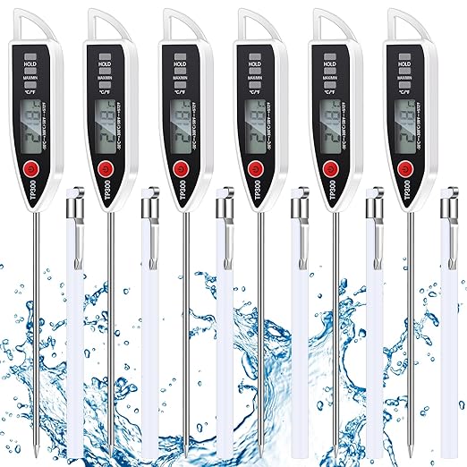 6 Set Waterproof Food Thermometer for Water, Liquid, Candle and Cooking Digital Meat Thermometer