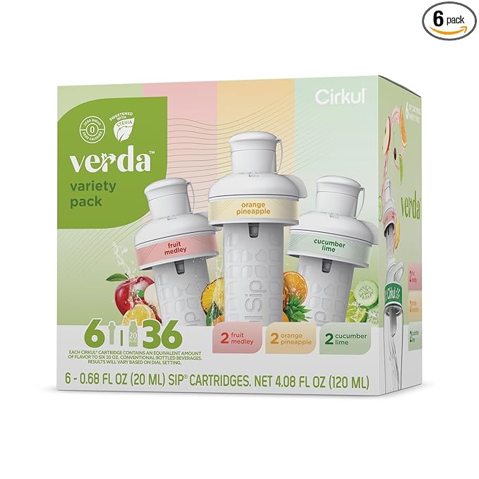 Cirkul Verda Flavor Cartridge Variety Pack with Antioxidants, Stevia, and Vitamin B, 6-Pack (2