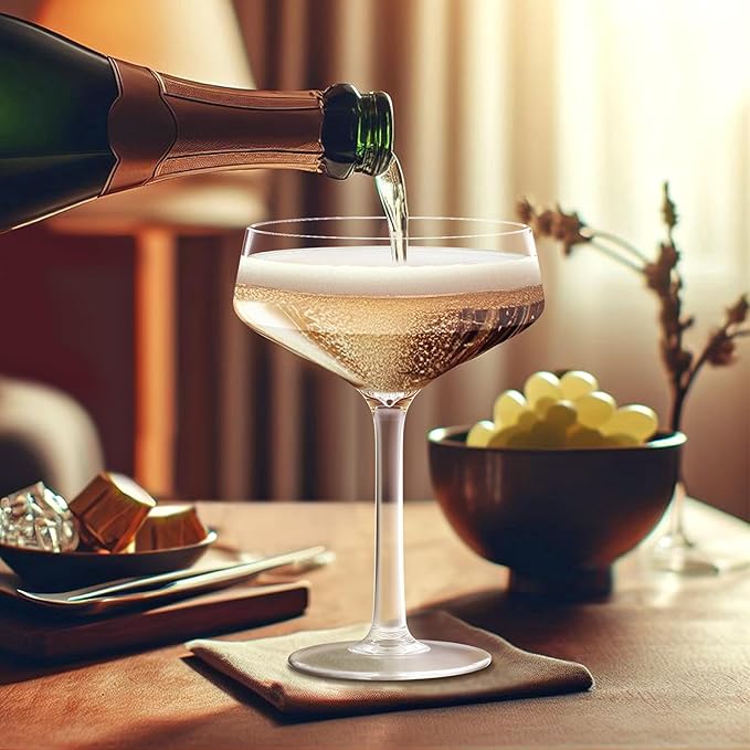 Amazing Abby - Courtney - 12-Ounce Plastic Coupe Glasses (Set of 6), Martini Glasses, Champagne