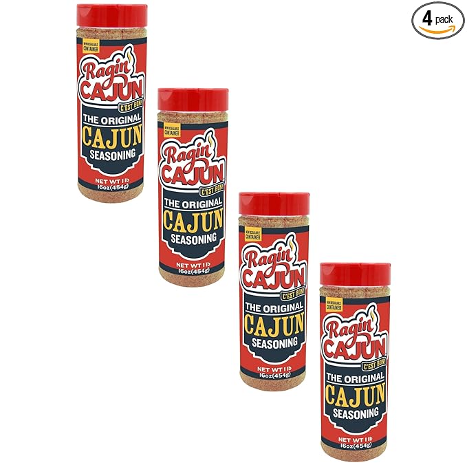Original Cajun Seasoning - 16 oz Jar, Pack of 4, Low Sodium, No MSG, All Natural - Authentic
