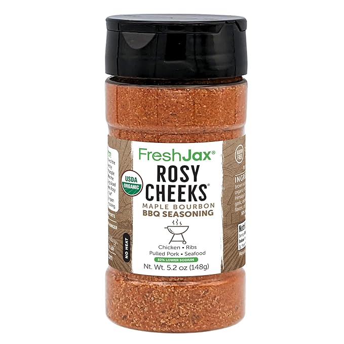 FreshJax Rosy Cheeks Organic Maple Bourbon BBQ Rub ??5.2 oz Large Bottle BBQ Seasoning for Brisket