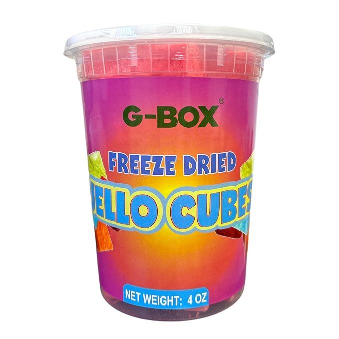G-Box Freeze-Dried Strawberry Jello Cubes - 4 oz | USA-Made Freeze Dried Strawberries |